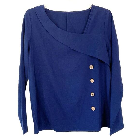 Navy Long Sleeve Blouse NWOT - Picture 1 of 3